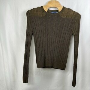 Polo Ralph Lauren Cable-Knit‎ Cotton-Blend Crewneck Sweater, Canopy Olive, XL